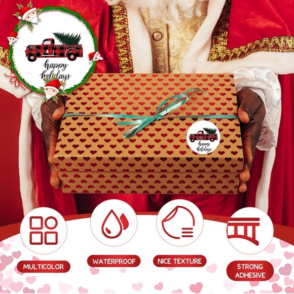 100 Christmas plaid pickup truck/tree stickers - Picture 4 of 6